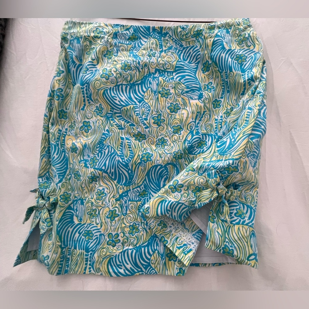 Lilly Pulitzer Bright Blue, Yellow, Green, and White Zebra Floral Grass Print